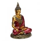 Thai Buddha Figurine - Red and Gold Contemplation