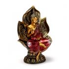 Thai Buddha Figurine - Red and Gold Seated Lotus