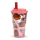 Cat Themed Gifts - Shatterproof Double Walled Cup with Lid and Straw - Pusheen Foodie