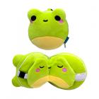 Relaxeazzz Travel Pillow & Eye Mask - Adoramals Silas the Frog