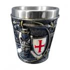 Decorative Shot Glass - Medieval Knight with White & Red Shield