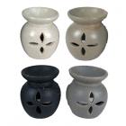 Dropship Oil Burners - Ceramic Small Oil Burner - Eden Stone Effect Flower Cutout