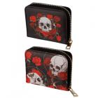 Reusable Shopping Bags - Skulls and Roses Zip Around Small Wallet Purse