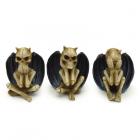 Decorative Set of 3 Ornaments - The Reaper See No Speak No Hear No Evil Winged Demons