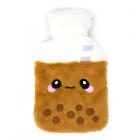 Hot Water Bottle with Plush Cover - Bubble Tea